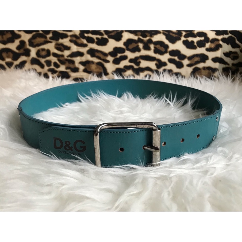 Turquoise blue leather Dolce & Gabanna belt